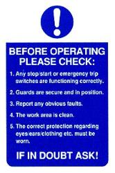 Before operating please check