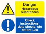 Hazardous substances / Check instructions, data sheets, etc, before use
