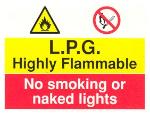 L.P.G. Highly Flammable / No smoking or naked lights